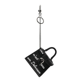 DELVAUX MINI BRILLANT BAG CHARM IN BLACK AND WHITE