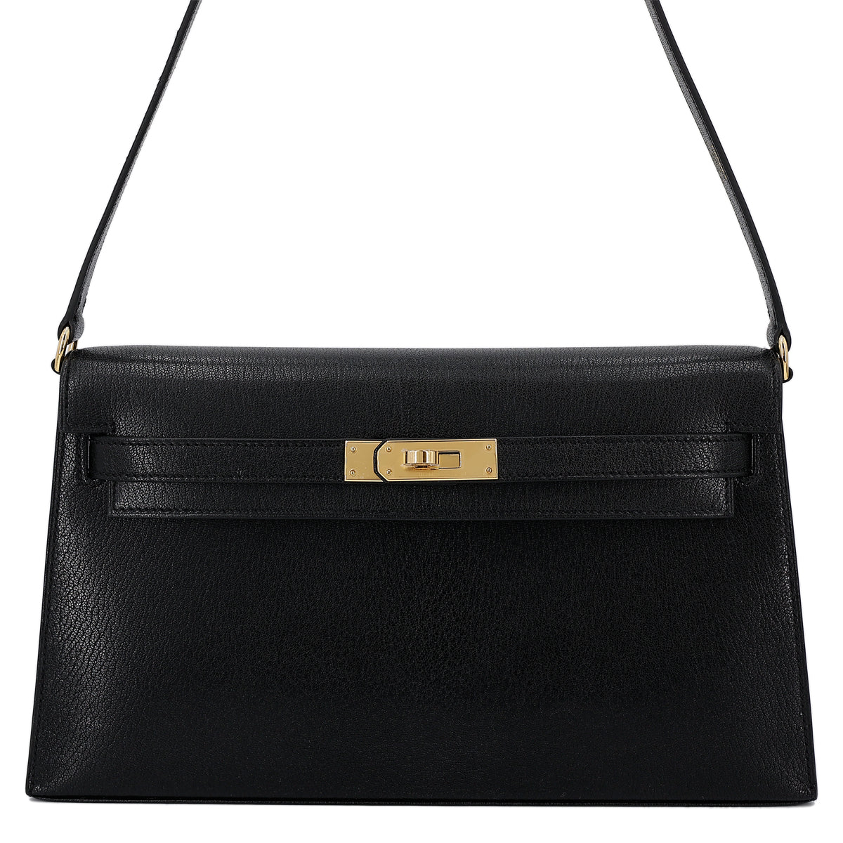 HERMÈS KELLY ELAN CLUTCH IN BLACK CHAMKILA LEATHER