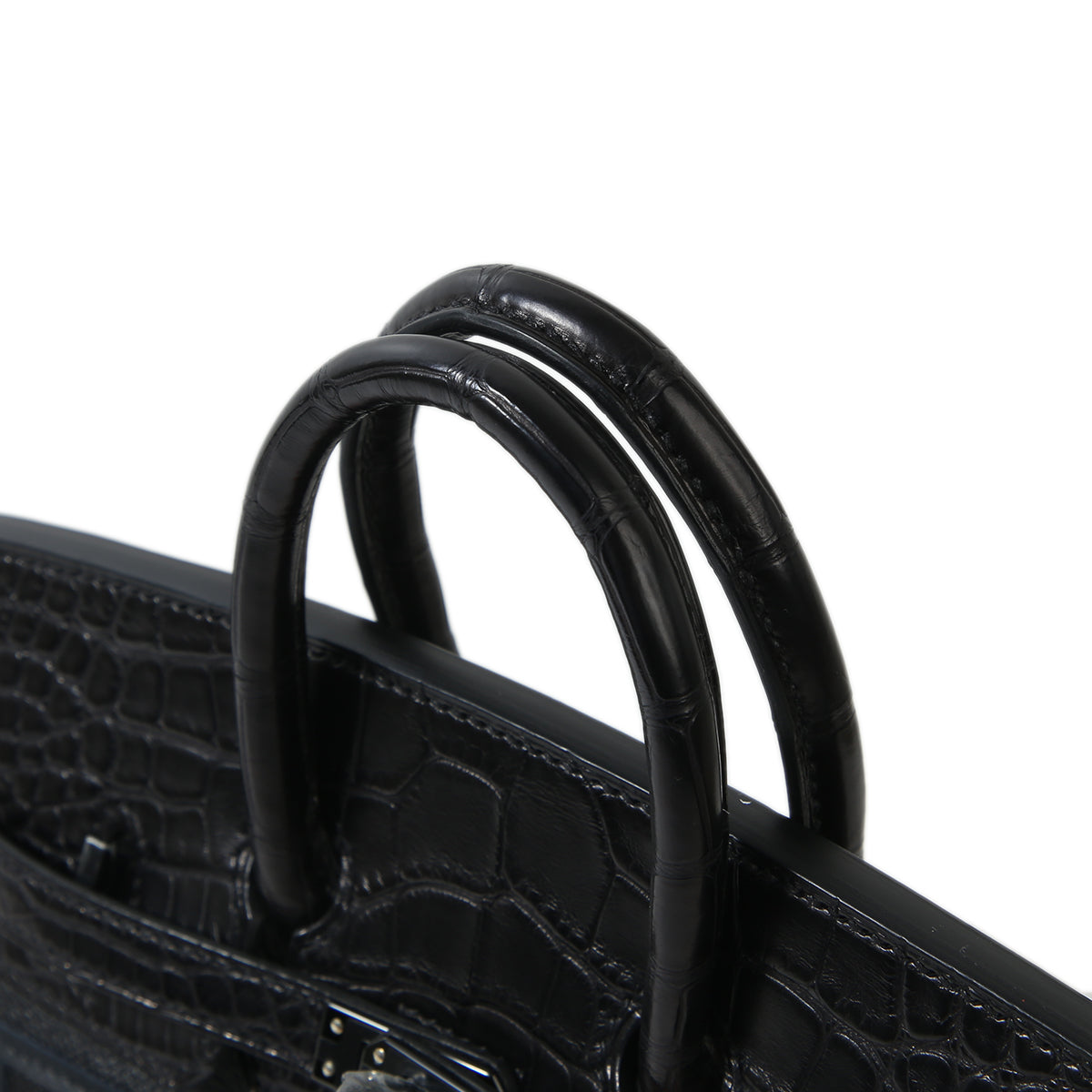 HERMÈS LIMITED EDITION MATTE ALLIGATOR MIDNIGHT BIRKIN IN BLACK MADAME LEATHER