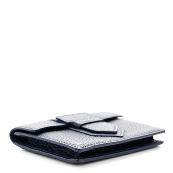 DELVAUX GRAINED BULLSKIN CARD CASE IN NAVY