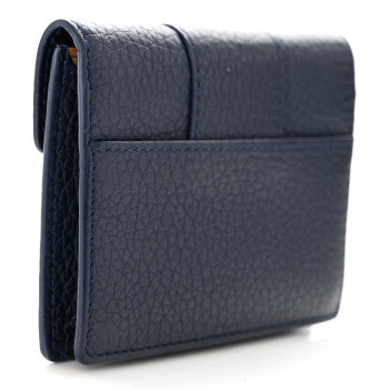 DELVAUX GRAINED BULLSKIN CARD CASE IN NAVY