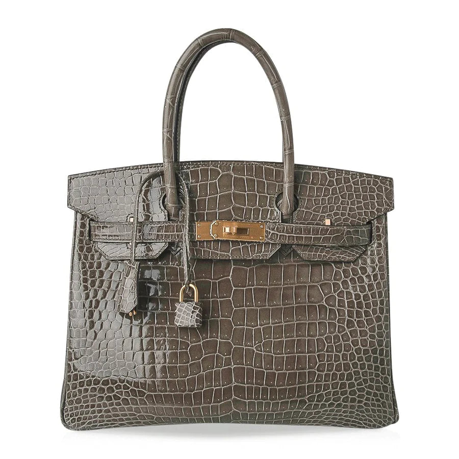 HERMÈS LIMITED EDITION CROCODILE BIRKIN IN GRIS TOURTERELLE SIZE 30