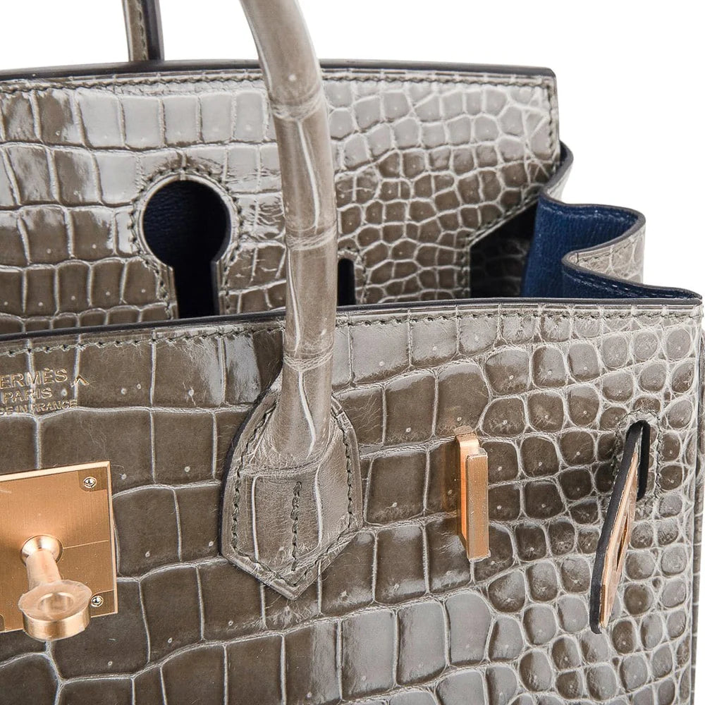 HERMÈS LIMITED EDITION CROCODILE BIRKIN IN GRIS TOURTERELLE SIZE 30